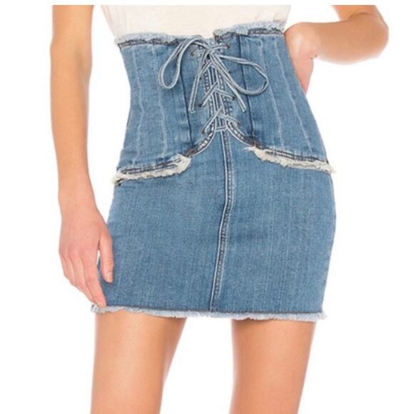 Bardot Dresses & Skirts - Bardot X Revolve High Corset Waist Denim Skirt in Size 26.
